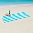 thumbnail image 1 of Mainstays Teal Striped Flat-Woven Fouta Cotton-Blend Beach Towel, 1 of 5
