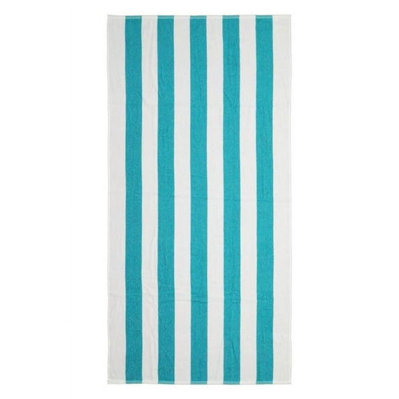Mainstays Teal & White Cabana Stripe Beach Towel, 28" x 58"