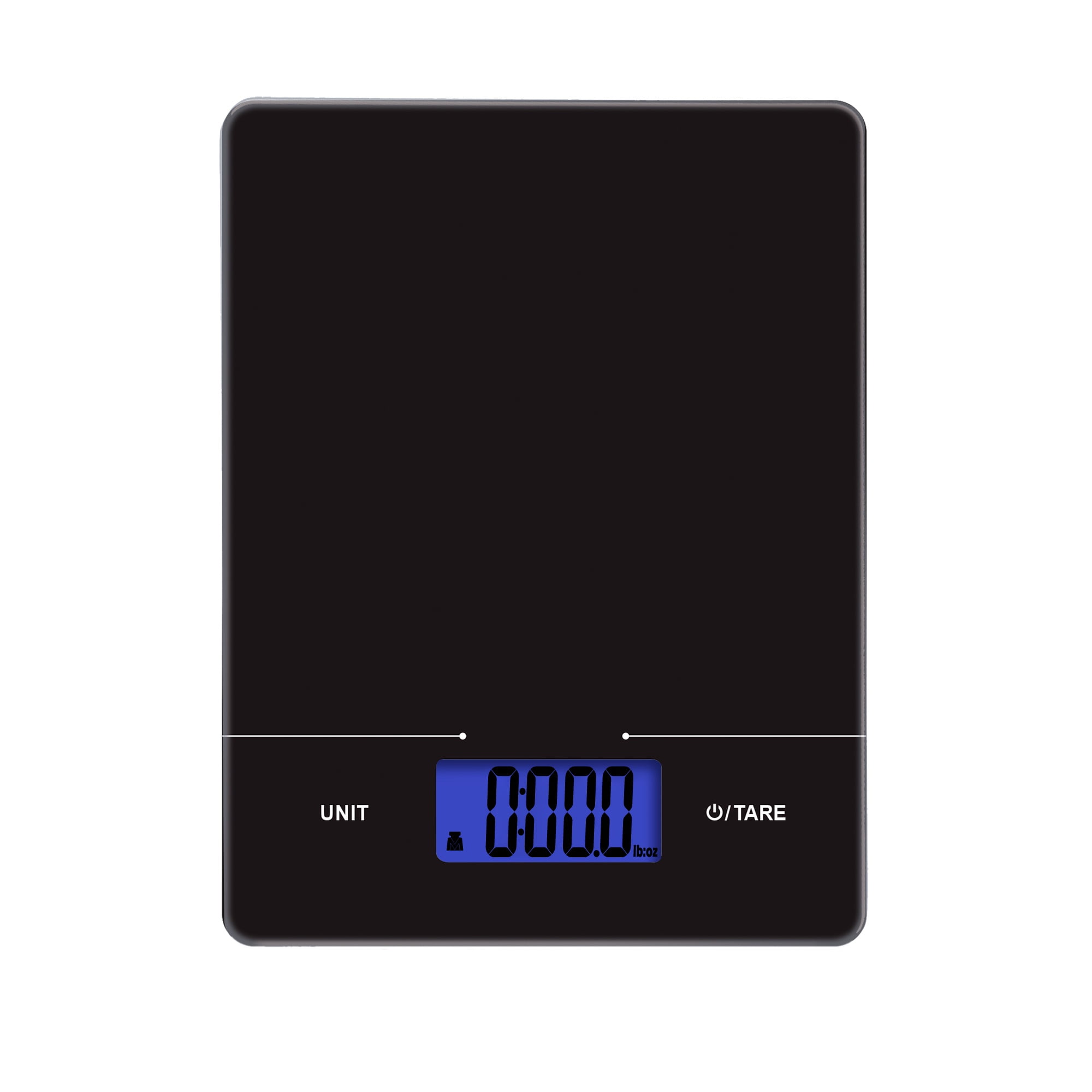 Mainstays Tempered Glass Digital Scale with Blue Backlit LCD, Tare