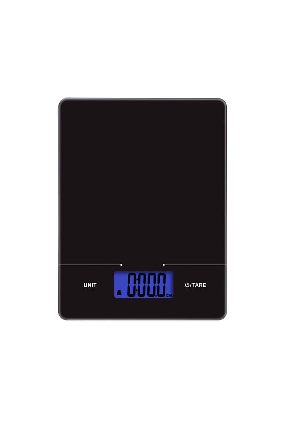 Tempered Glass Slimline Digital Scale with Blue Backlit, Black
