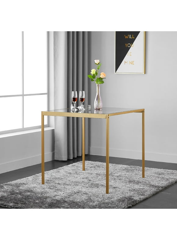 Mainstays Tempered Glass and Metal Dining Table, Small