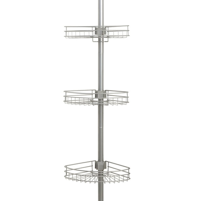 Mainstays Tension Pole Shower Caddy, Rust Resistant Steel, 3 Shelf