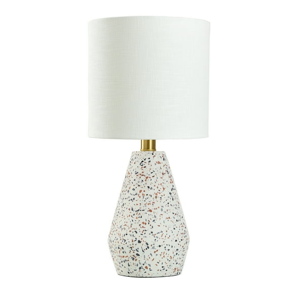Mainstays Terrazzo Table Lamp with White Drum Shade, 16.75"