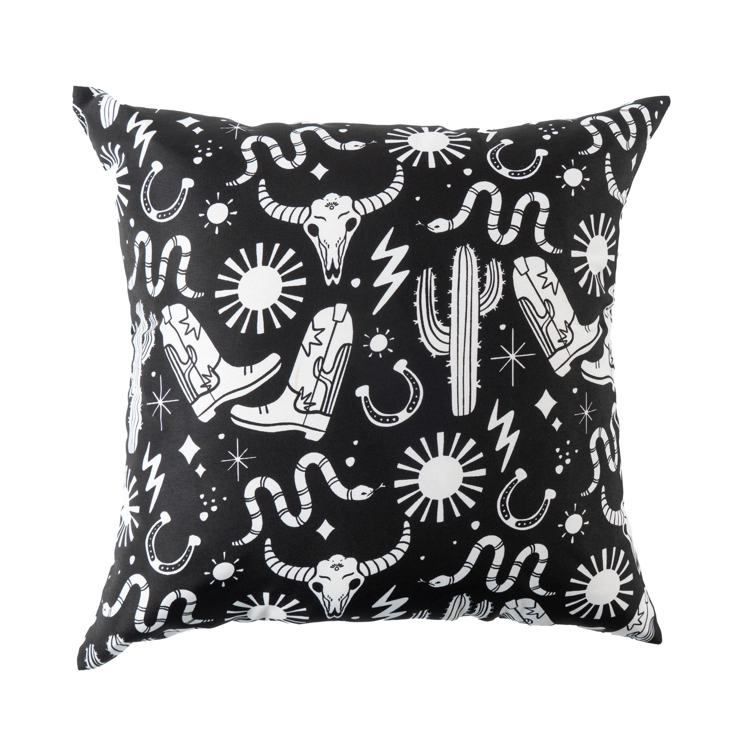 Mainstays Texas Black White Icons Reversible Outdoor Throw Pillow 16 Inch Multicolour Novelty