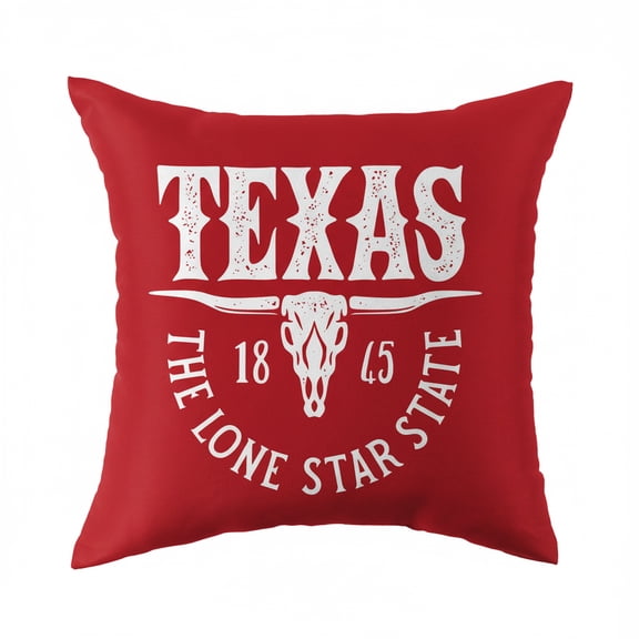 Mainstays 16 in x 16 in Texas Longhorn Outdoor Pillow, Red