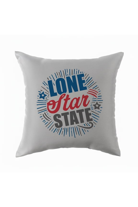16 in x 16 in Texas Star State Outdoor Pillow, Grey