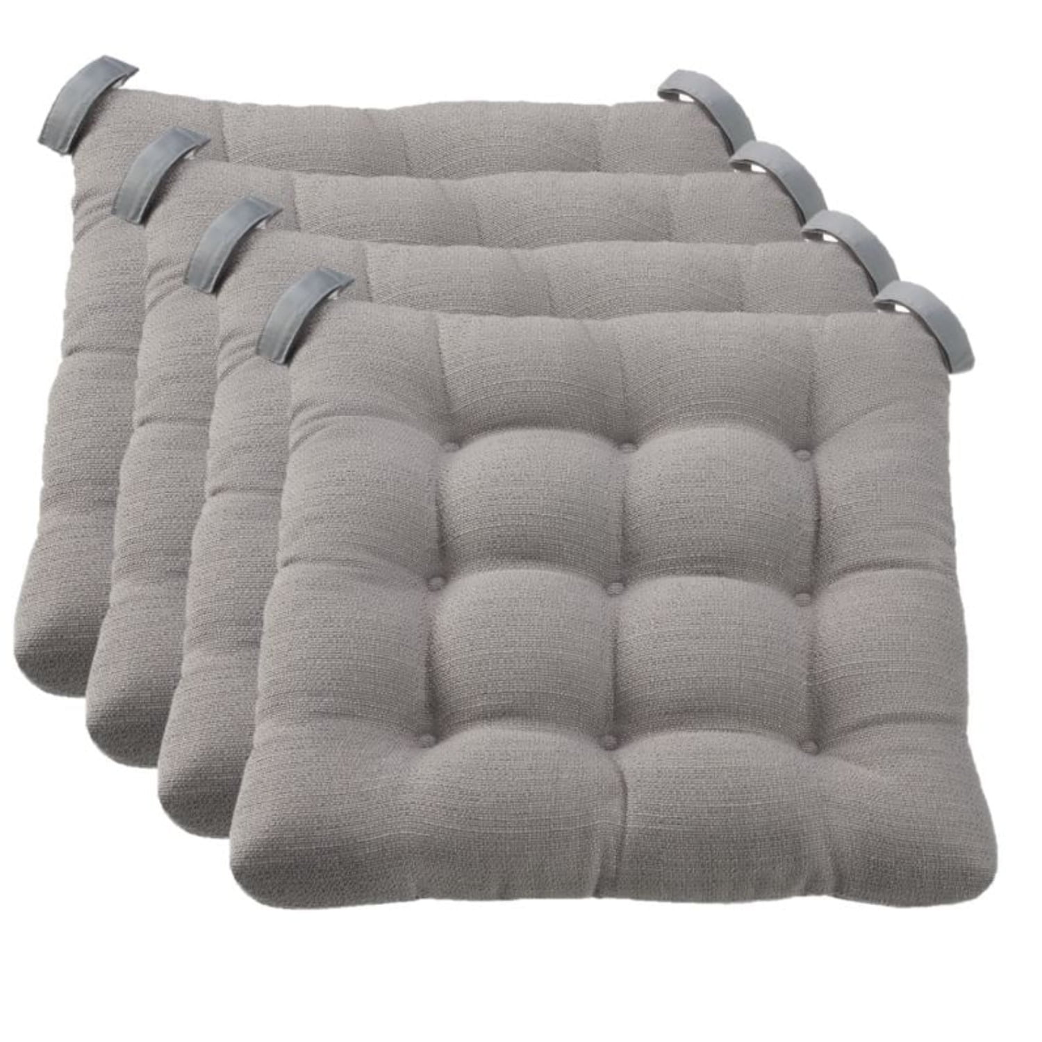 Mainstays 4-Piece Set 16 Textured Chair Seat Pad Chair Cushion Silver Color