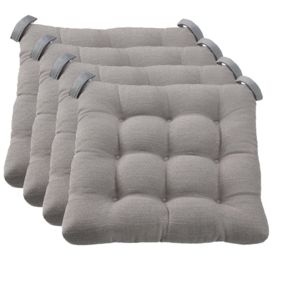 Mainstays Chair Seat Pad Cushion, Gray, 4-Piece Set, 15.5 in x 16 in