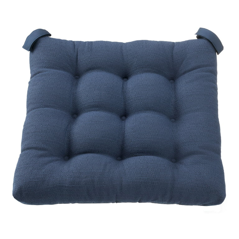 Hastings Home Square Memory Foam Chair Cushion With Nonslip PVC Dot Backing  and Ties For Dining Room and Kitchen - Navy Blue