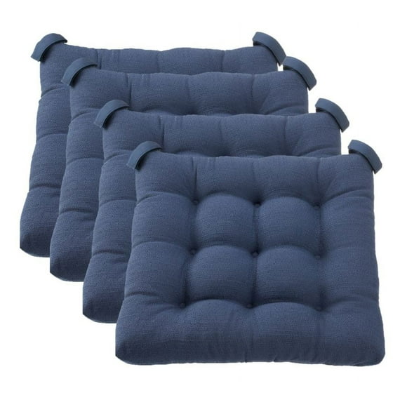 Mainstays Textured Chair Seat Pad (Chair Cushion), Navy Color, 4-Piece Set, 15.5" x 16"