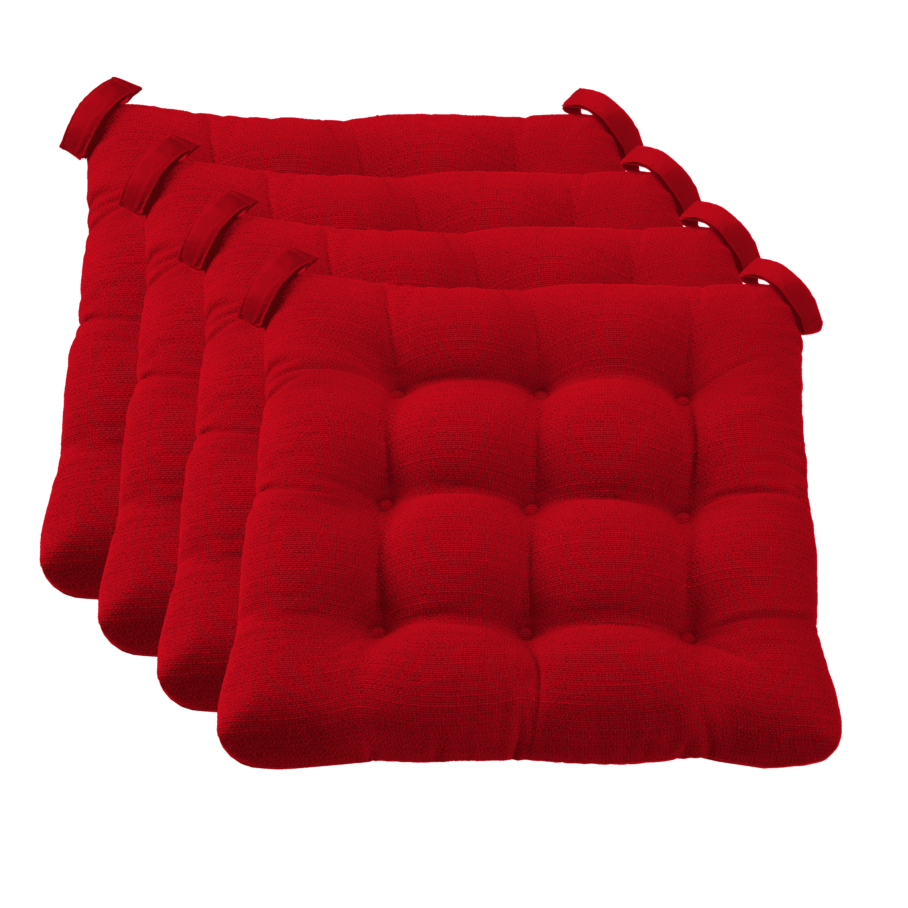 Mainstays Textured Chair Seat Pad Chair Cushion Red Color 4 Piece Set Walmart
