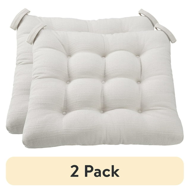(2 pack) Mainstays Textured Chair Seat Pad (Chair Cushion), Silver Color, 1-Piece, 15.5" x 16"