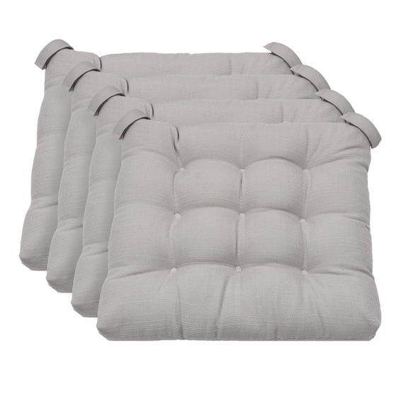 Mainstays Textured Chair Seat Pad (Chair Cushion), Silver Color, 4-Piece Set, 15.5" x 16"