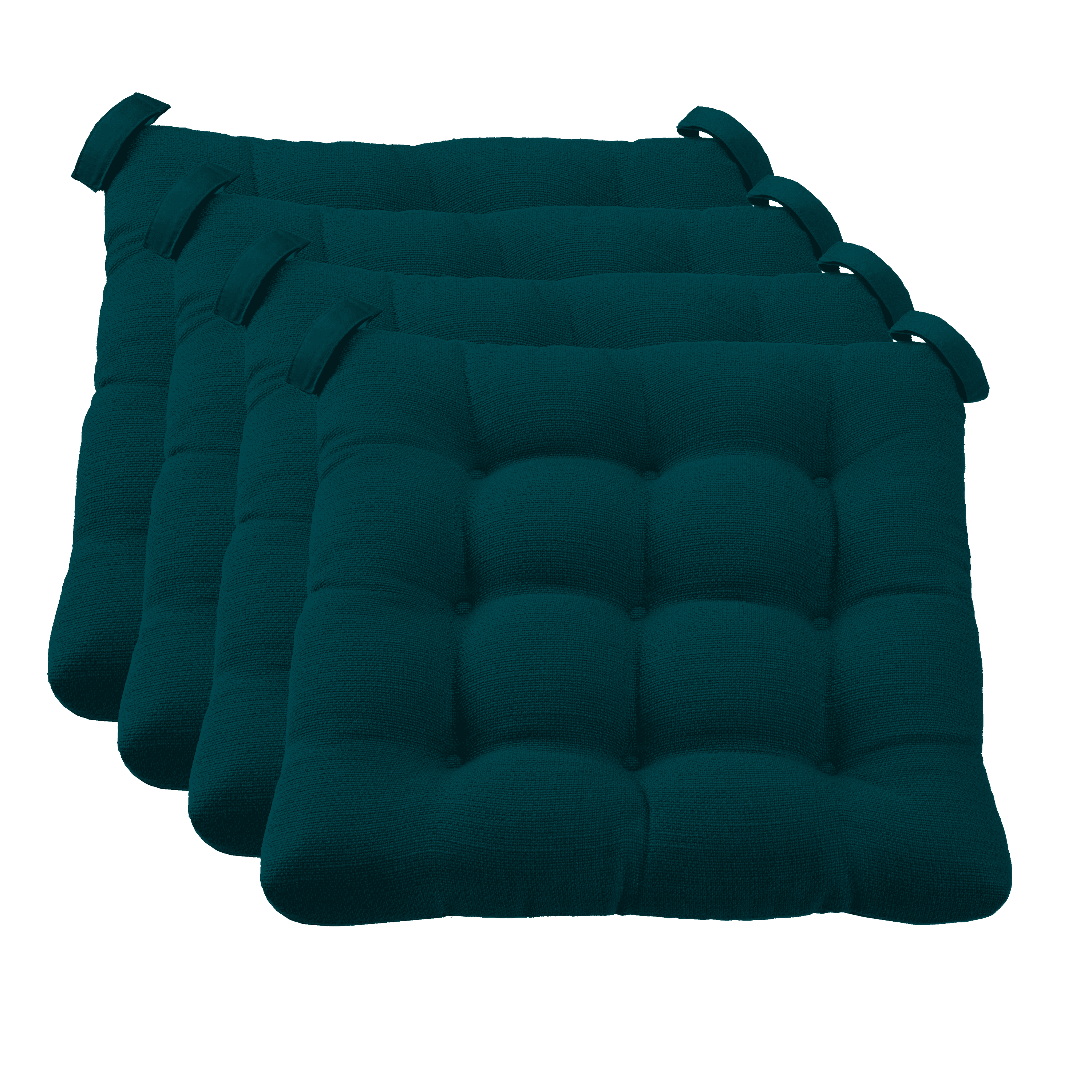 Mainstays Textured Chair Seat Pad (Chair Cushion), Navy Color, 4-Piece Set,  15.5 L x 16 W 