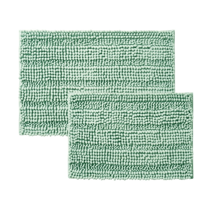 Mainstays Textured Chenille High-Low Noodle Bath Rug Set, Green