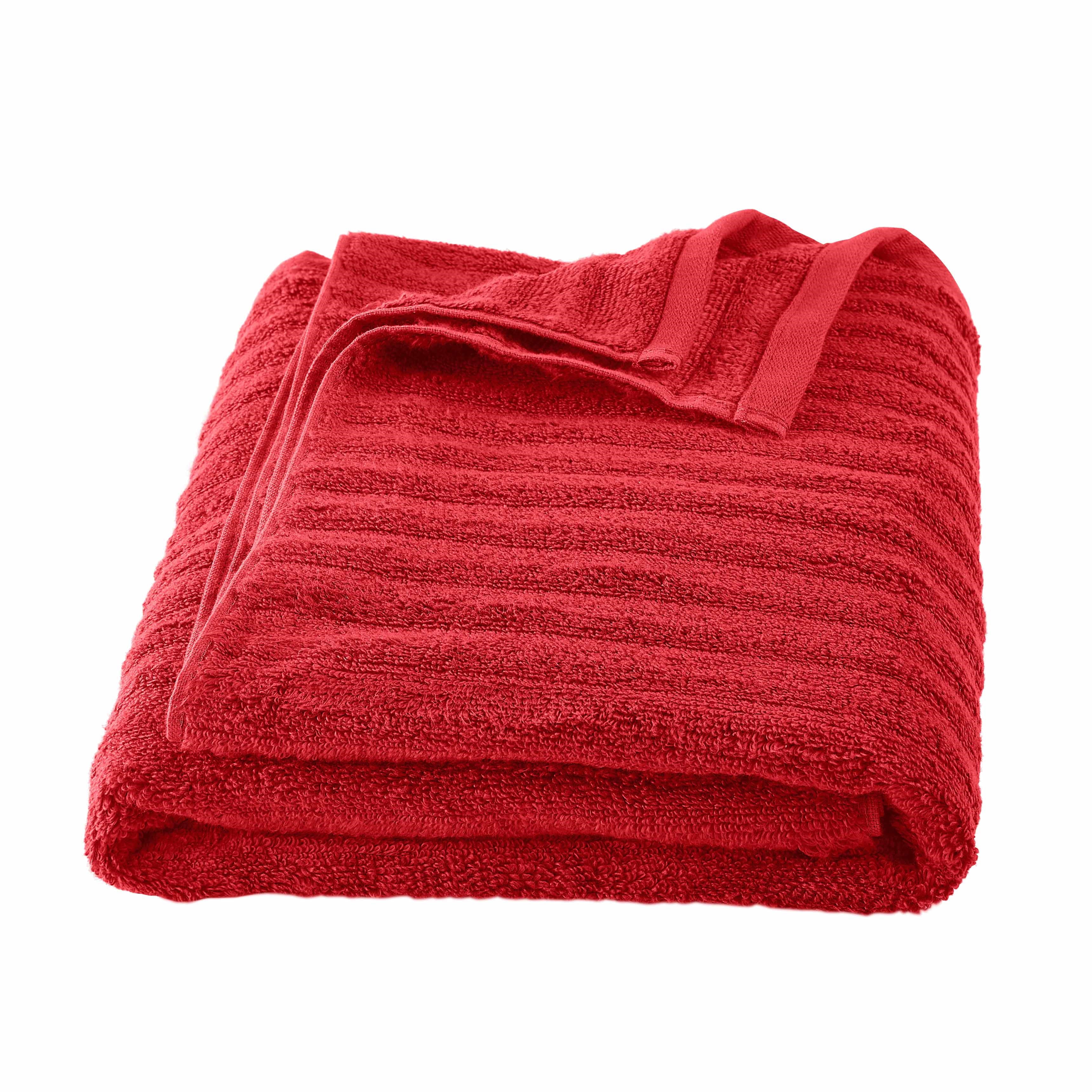 Mainstays Textured Cotton Bath Sheets, Red Sedona
