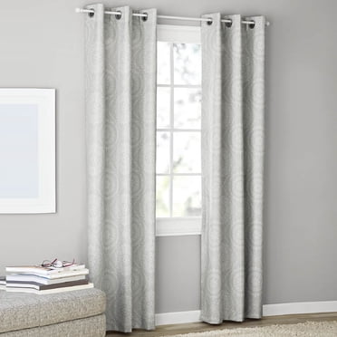 Mainstays Textured Print Blackout Grommet Curtain Panel Pair, Set of 2, Silver Medallion, 37" W x 84" L