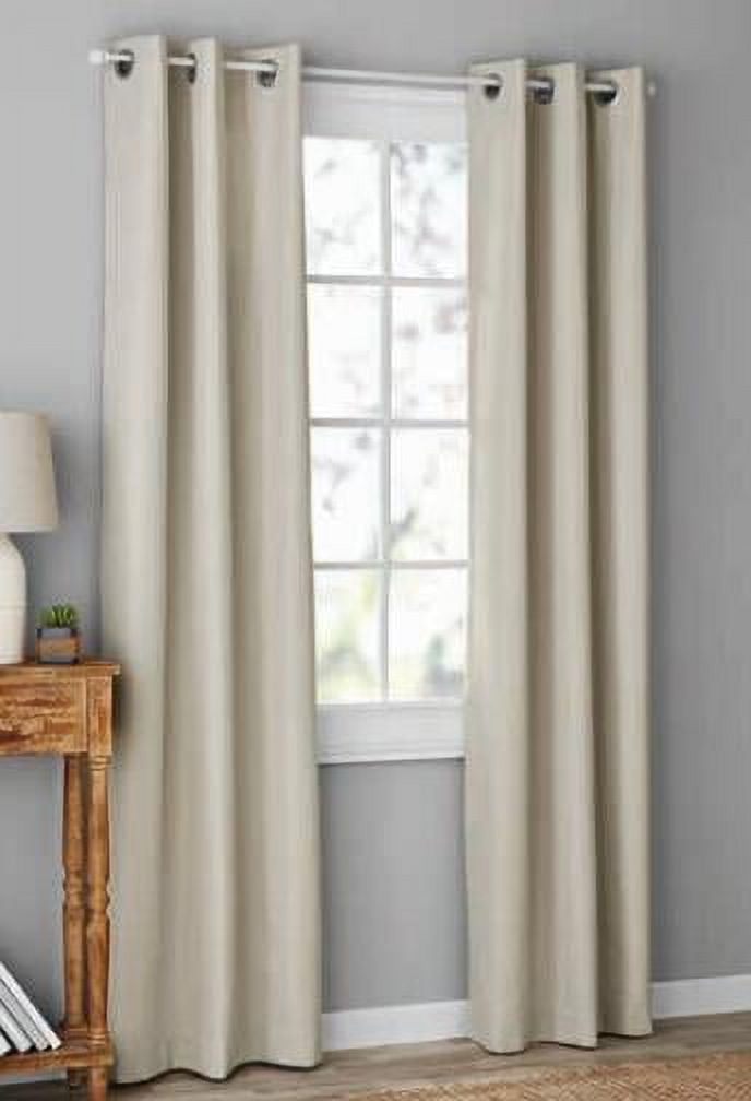 Mainstays Olan Beige Blackout Curtain Panel Pair, 2-Pack, Grommet Top, Textured Solid, 37" x 84", Room Darkening Drapes for Bedroom