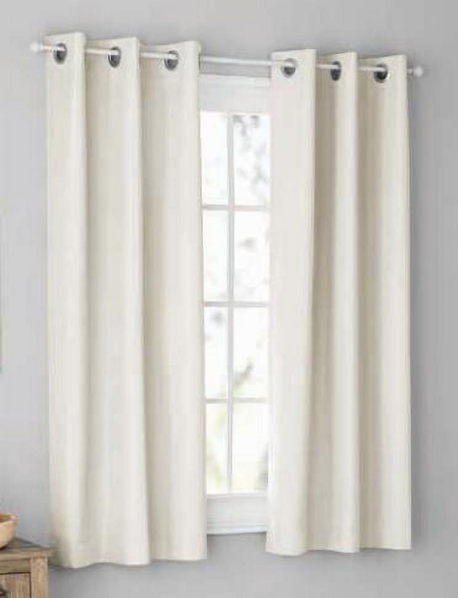 Mainstays Olan Ivory Blackout Curtain Panel Pair, 2-Pack, Grommet Top, Textured Solid, 37" x 63", Room Darkening Drapes for Bedroom