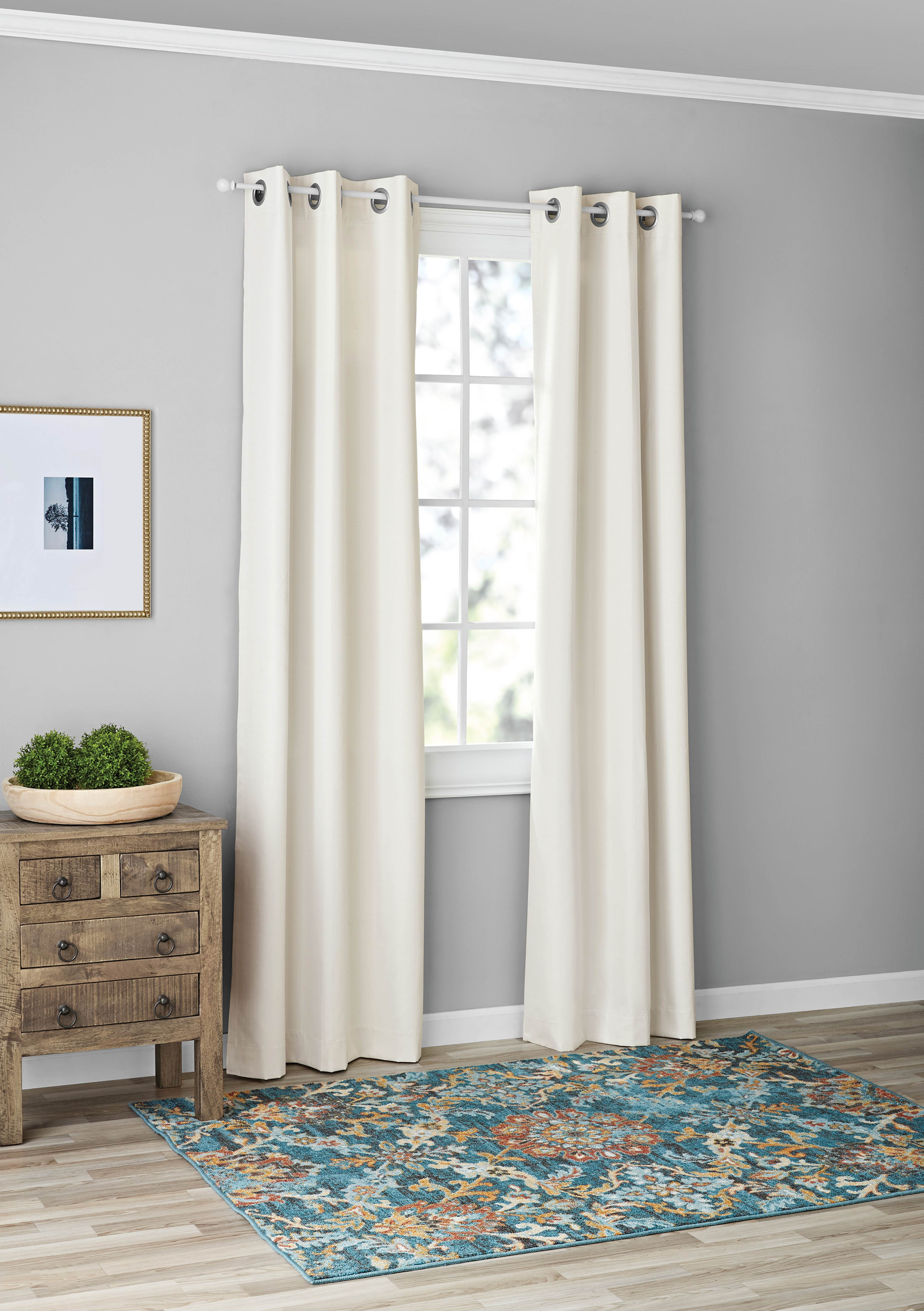 Mainstays Textured Solid Blackout Grommet Curtain Panel Pair, Set of 2, Ivory, 37" W x 84" L - Walmart.com