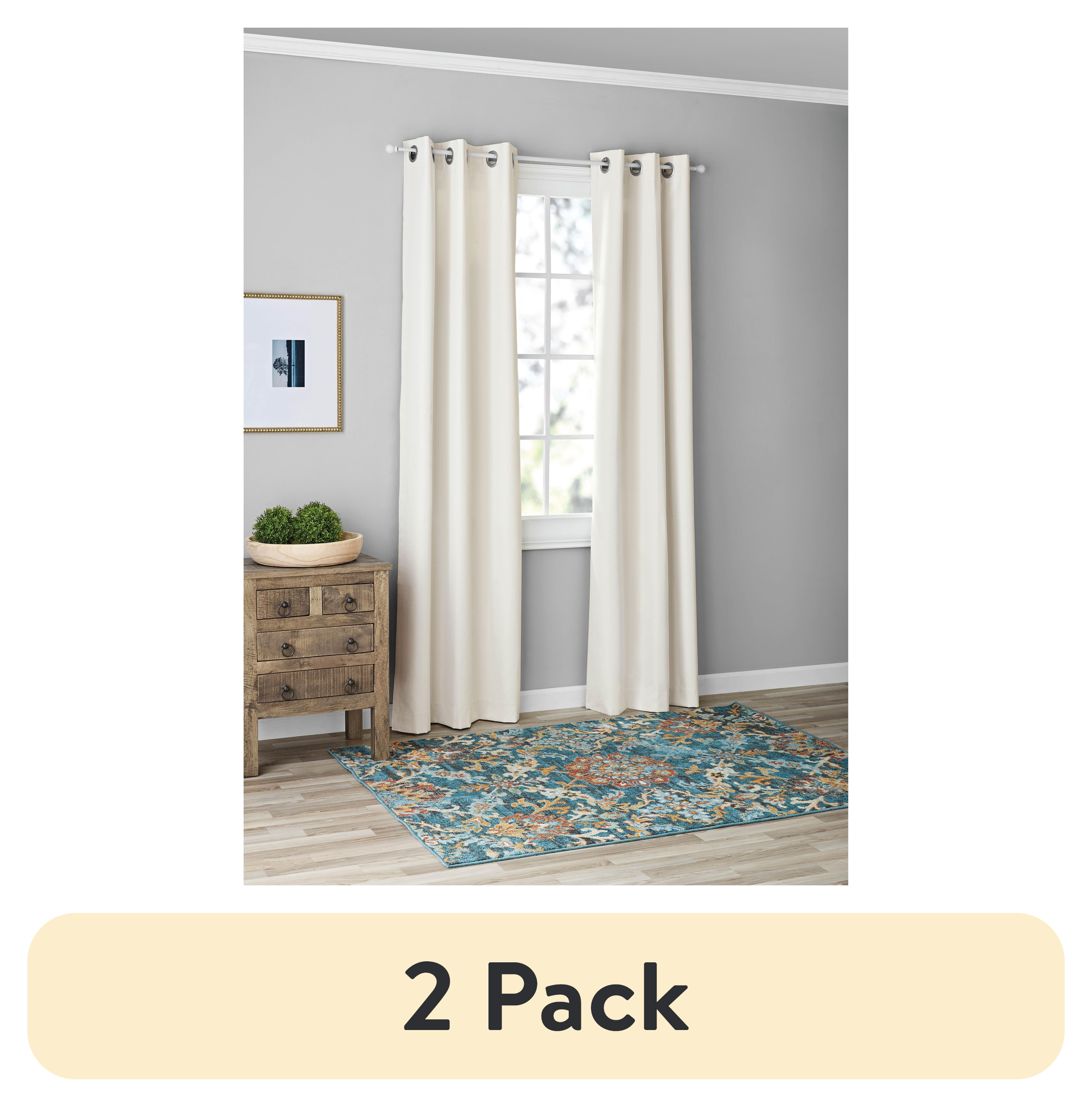 (2 pack) Mainstays Textured Solid Blackout Grommet Curtain Panel Pair, Set of 2, Ivory, 37" W x 84" L - Walmart.com