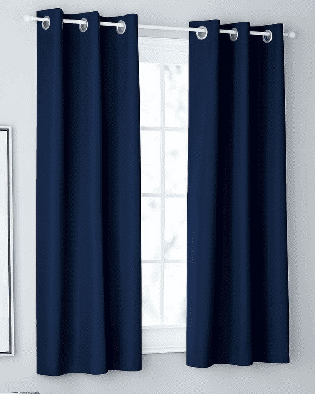 Navy Room Darkening Grommet Curtain Panel Pair, 63" Length