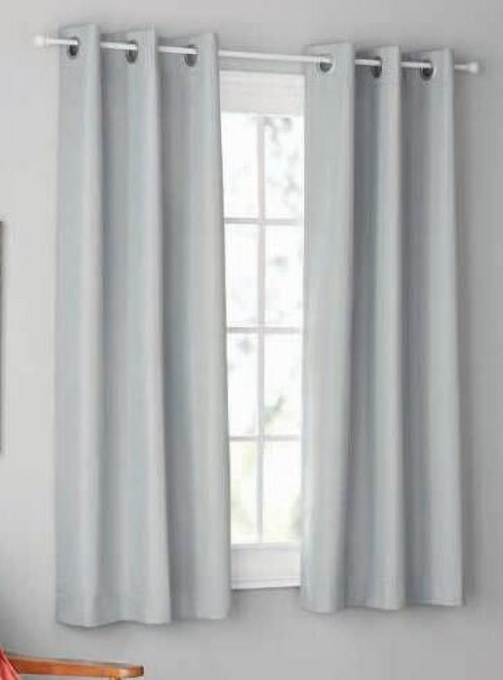 Mainstays Olan Silver Blackout Curtain Panel Pair, 2-Pack, Grommet Top, Textured Solid, 37" x 63", Room Darkening Drapes for Bedroom