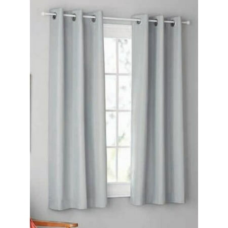 Mainstays Olan Silver Blackout Curtain Panel Pair, 2-Pack, Grommet Top, Textured Solid, 37" x 63", Room Darkening Drapes for Bedroom