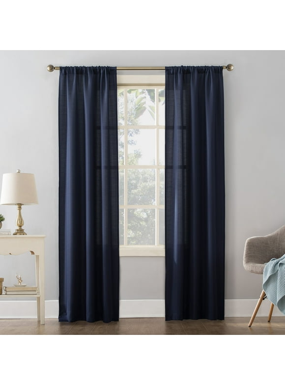 Mainstays Textured Solid Curtain Single Panel, 38" x 63", Navy