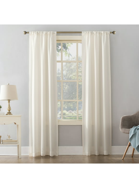 Mainstays Textured Solid Curtain Single Panel, 38" x 95", Cream