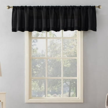 Mainstays Textured Solid Curtain Single Panel, 56" x 17", Black