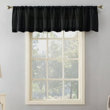 Mainstays Lauren Semi-Sheer Textured Solid Rod Pocket Curtain Valance, Black, 56"W x 17"L