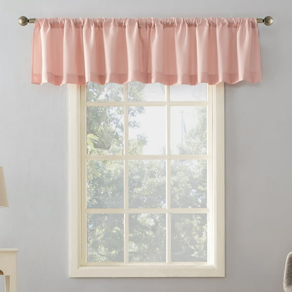 Mainstays Lauren Semi-Sheer Textured Solid Rod Pocket Curtain Valance, Blush, 56"W x 17"L