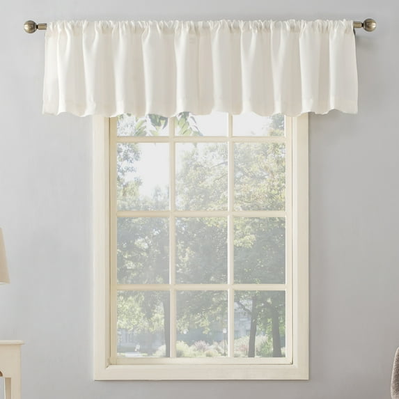 Mainstays Lauren Semi-Sheer Textured Solid Rod Pocket Curtain Valance, Cream, 56"W x 17"L