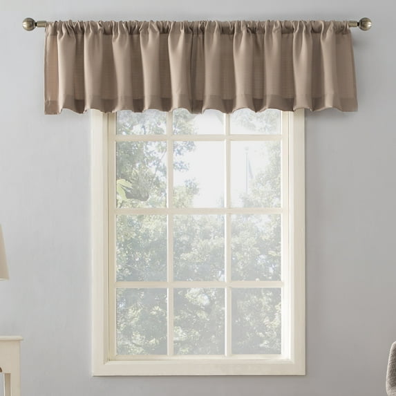 Mainstays Lauren Semi-Sheer Textured Solid Rod Pocket Curtain Valance, Taupe, 56"W x 17"L