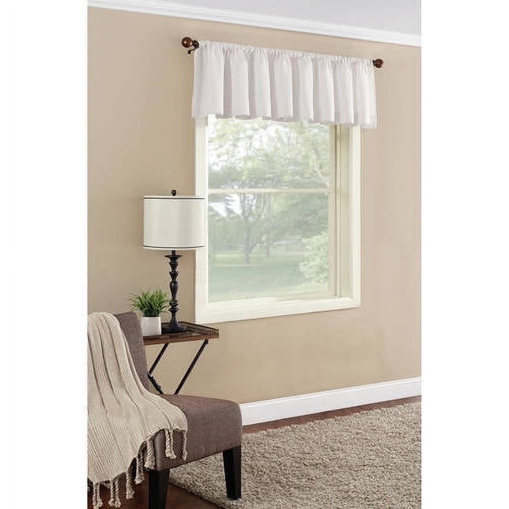 White Polyester Light-Filtering Rod Pocket Valance Curtain Panel