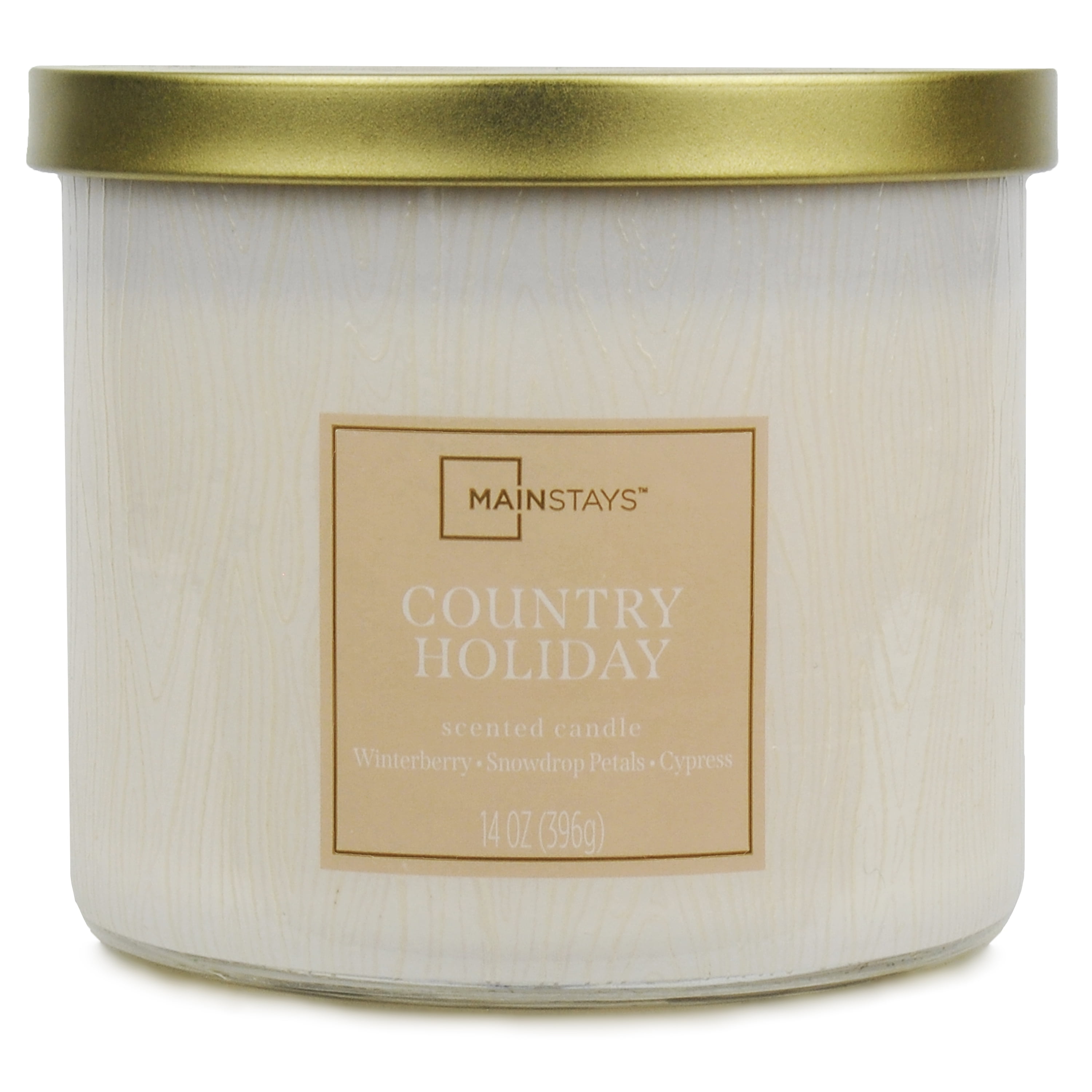 Mainstays Textured Wrap 3 Wick Country Holiday Candle, 14 Ounce