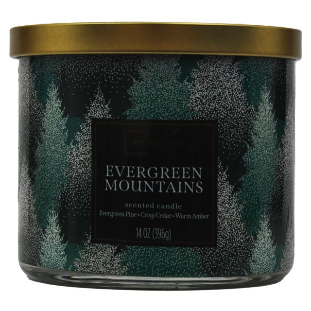 Mainstays Textured Wrap 3 Wick Evergreen Mountain Candle, 14 Ounce