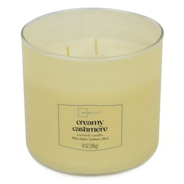 Mainstays Textured Wrapped Candle Creamy Cashmere, 14 Ounce