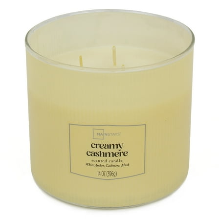 Mainstays Textured Wrapped Candle Creamy Cashmere, 14 Ounce