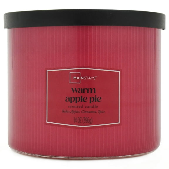 Mainstays Textured Wrapped Candle Warm Apple Pie, 14 Ounce