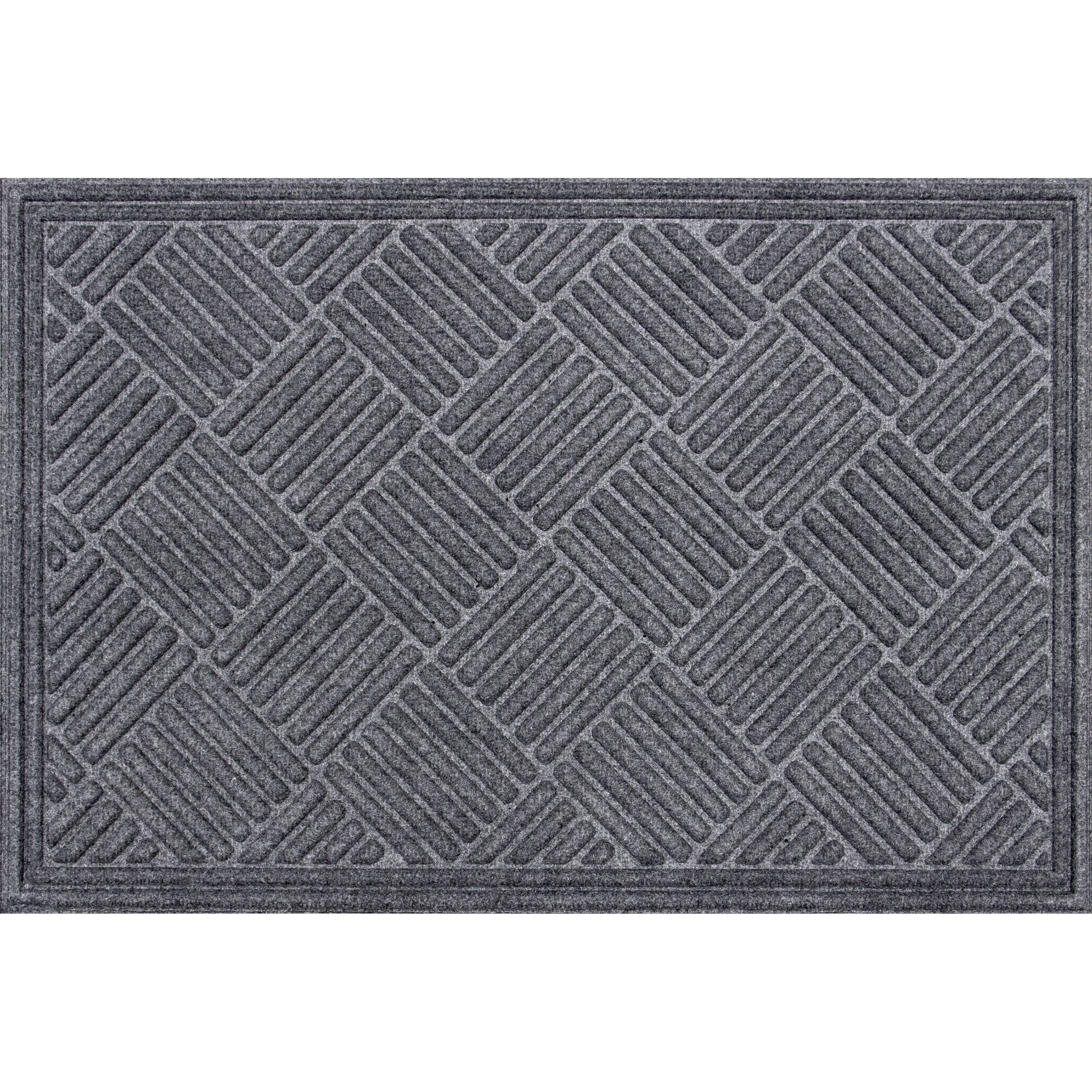 Mainstays Textures Crosshatch Polyester and Rubber Backed Doormat, 3' x 5',  Walnut 