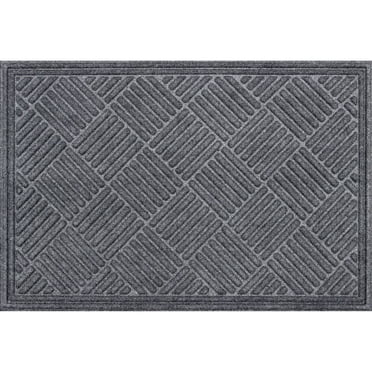 Mainstays Textures Crosshatch Polyester and Rubber Backed Doormat, 2' x 3', Smoke