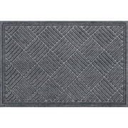 Mainstays Textures Crosshatch Polyester and Rubber Backed Doormat, 2' x 3', Smoke