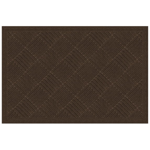 Mainstays Textures Crosshatch Polyester and Rubber Backed Doormat, 2' x 3', Walnut