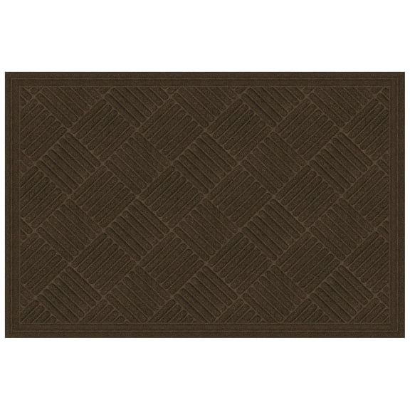 Mainstays Textures Crosshatch Polyester and Rubber Backed Doormat, 2' x 3', Walnut