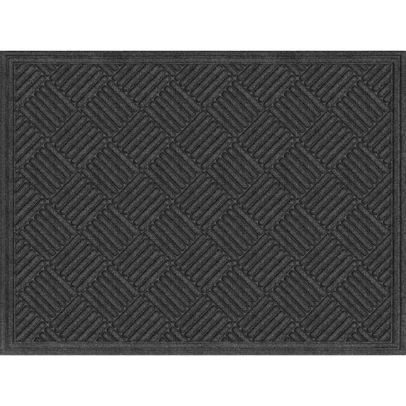 Mainstays Textures Crosshatch Polyester and Rubber Backed Doormat, 3' x 4', Onyx