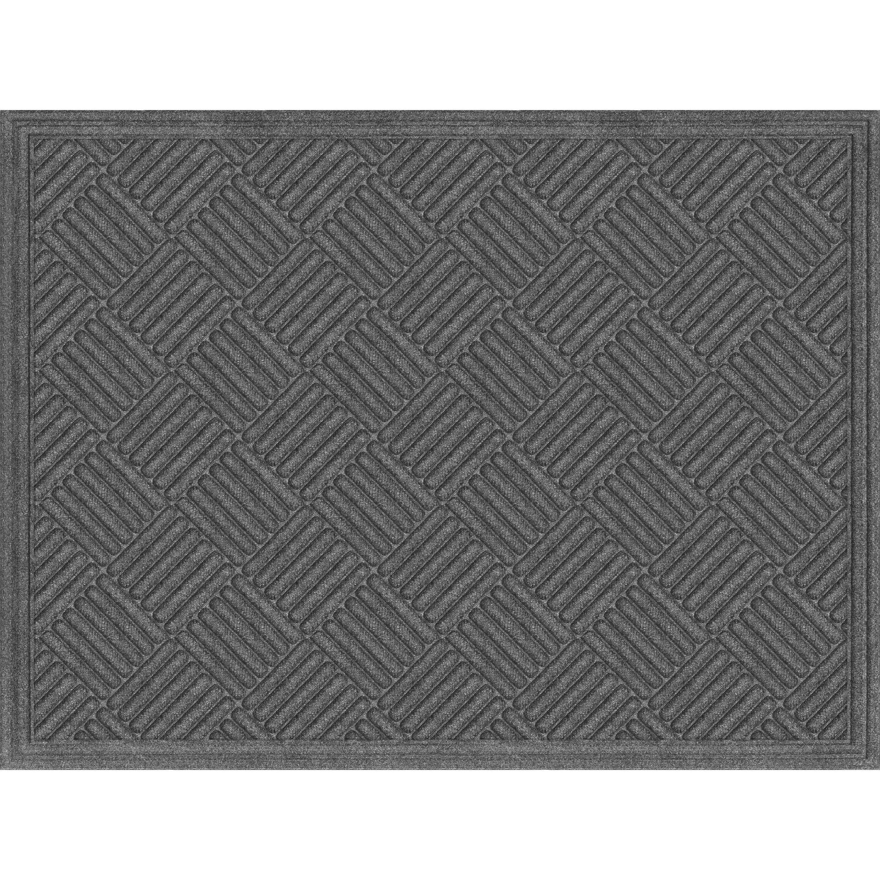 Mainstays Textures Crosshatch Polyester and Rubber Backed Doormat, 3' x 4', Smoke