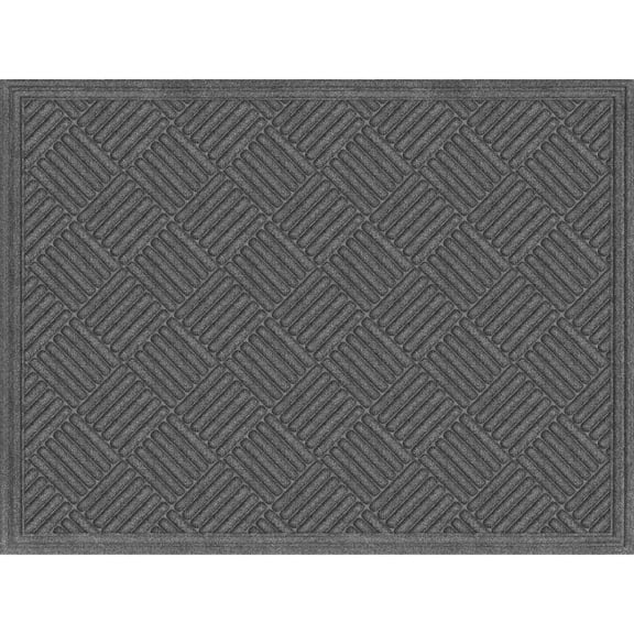 Mainstays Textures Crosshatch Polyester and Rubber Backed Doormat, 3' x 4', Smoke