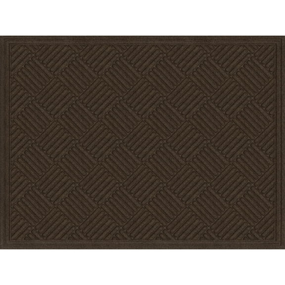 Mainstays Textures Crosshatch Polyester and Rubber Backed Doormat, 3' x 4', Walnut